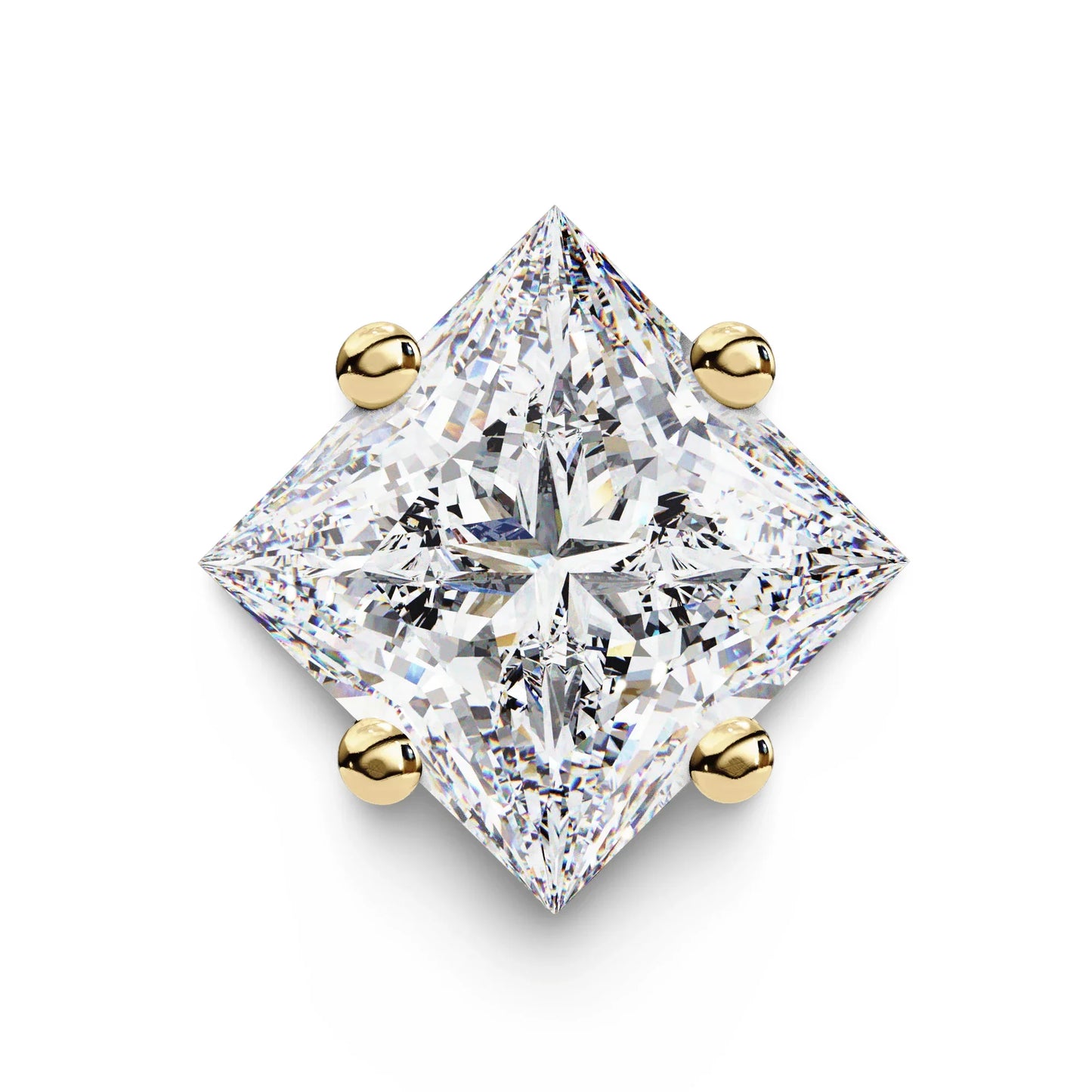 Princess Lab Grown Diamond Solitaire EarStud Earring in Gold - Jewelslane