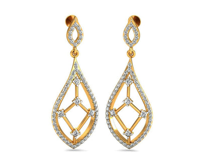 Rai Long Diamond Earrings in Gold - Jewelslane