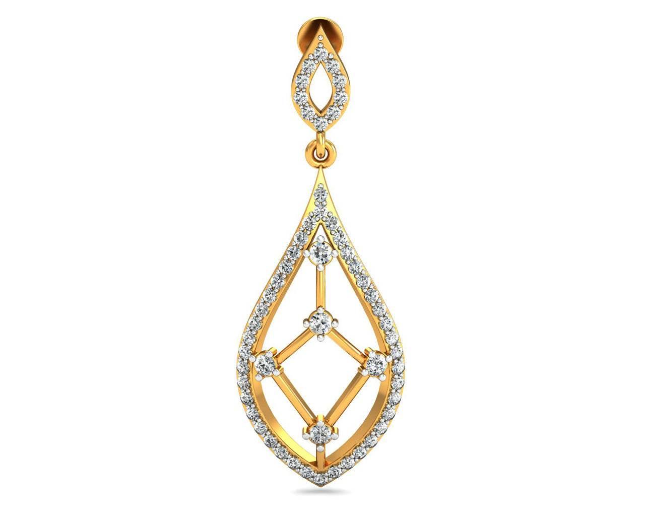 Rai Long Diamond Earrings in Gold - Jewelslane