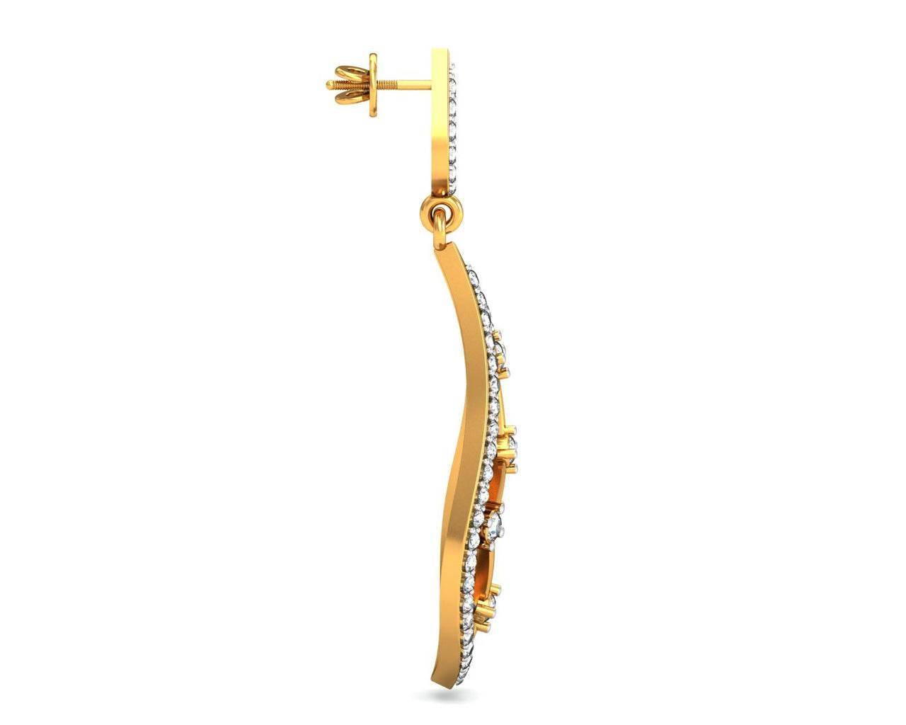 Rai Long Diamond Earrings in Gold - Jewelslane