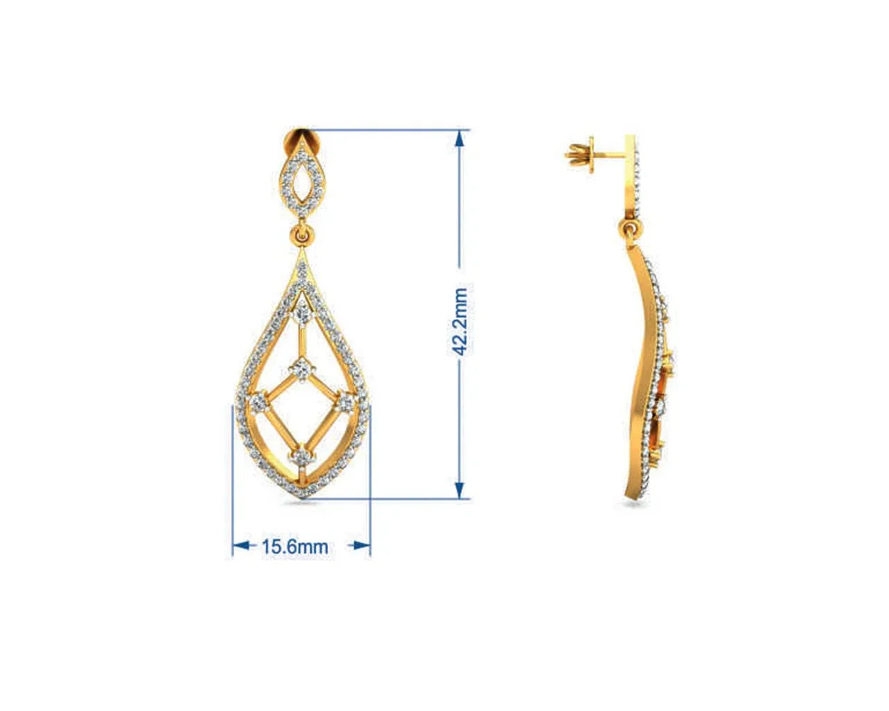 Rai Long Diamond Earrings in Gold - Jewelslane