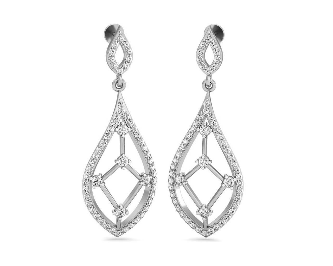 Rai Long Diamond Earrings in Gold - Jewelslane