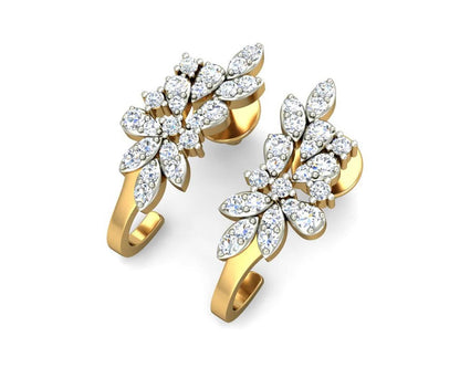 Rhia Diamond Earrings in 14k gold studded with 44 round brilliant cut diamonds - Jewelslane