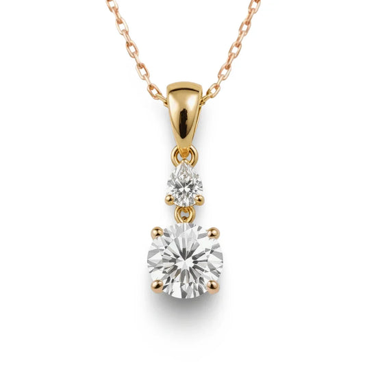 Rici Round Brilliant cut Lab Grown Diamond Pendant in gold - Jewelslane