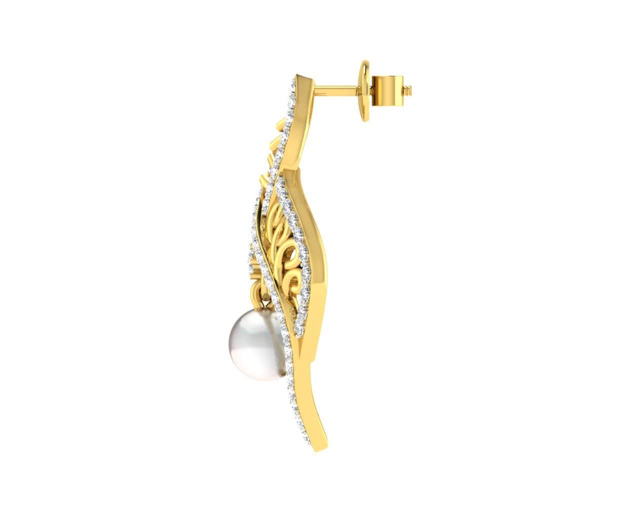 Rina Pearl & Diamond Earrings - Jewelslane