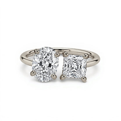 Roma Oval shape and Princess cut Lab Diamond ring - Jewelslane