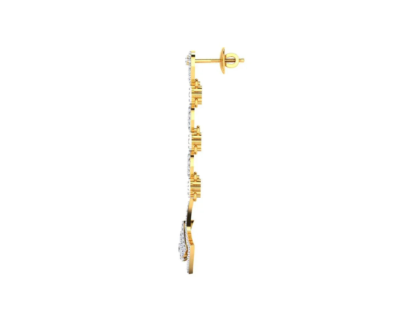 Rosa Long diamond dangle earrings in gold - Jewelslane