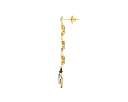 Rosa Long diamond dangle earrings in gold - Jewelslane
