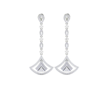 Rosa Long diamond dangle earrings in gold - Jewelslane