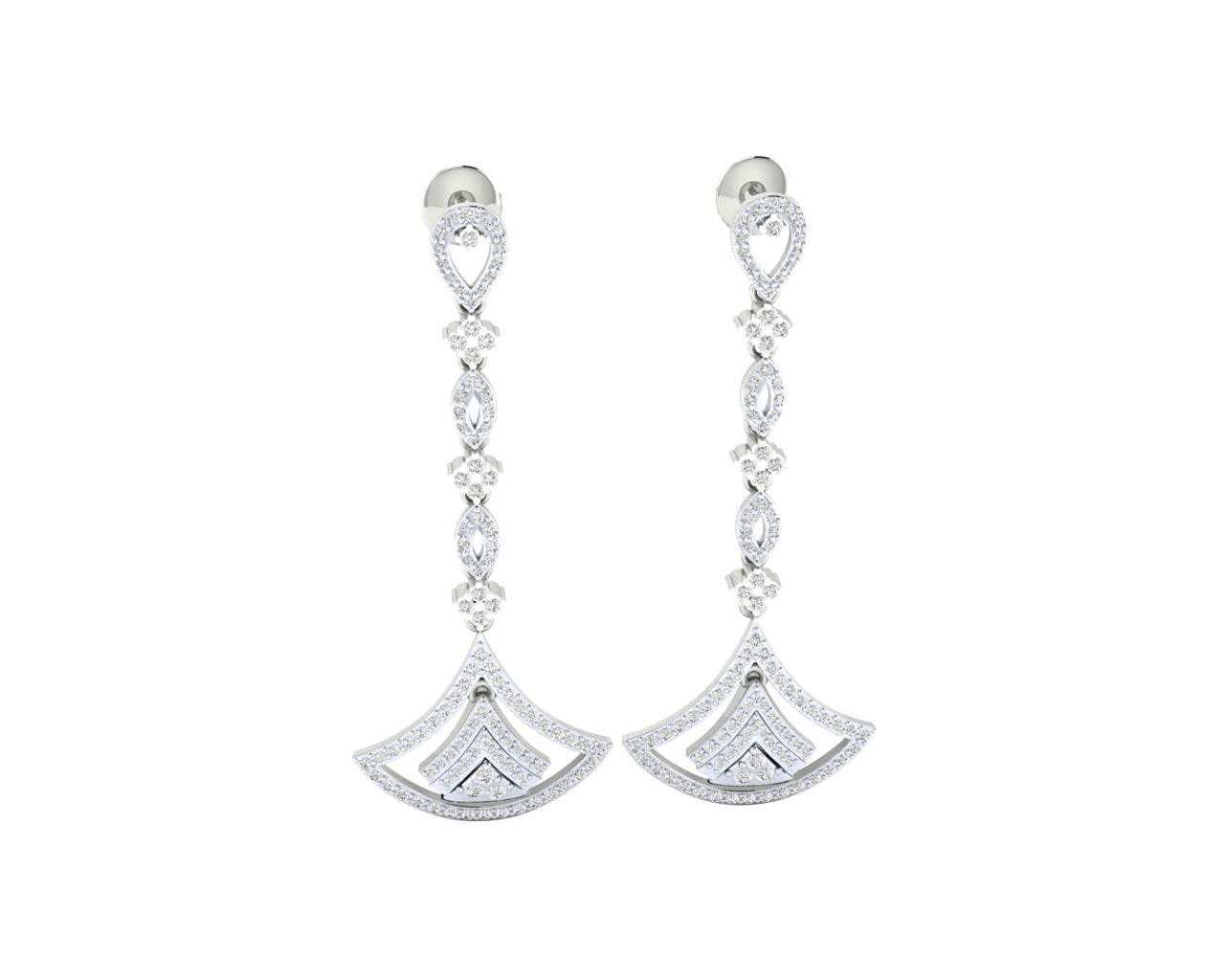 Rosa Long diamond dangle earrings in gold - Jewelslane