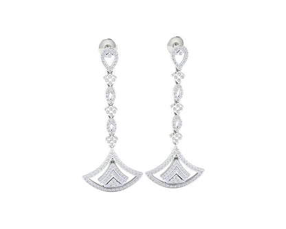 Rosa Long diamond dangle earrings in gold - Jewelslane