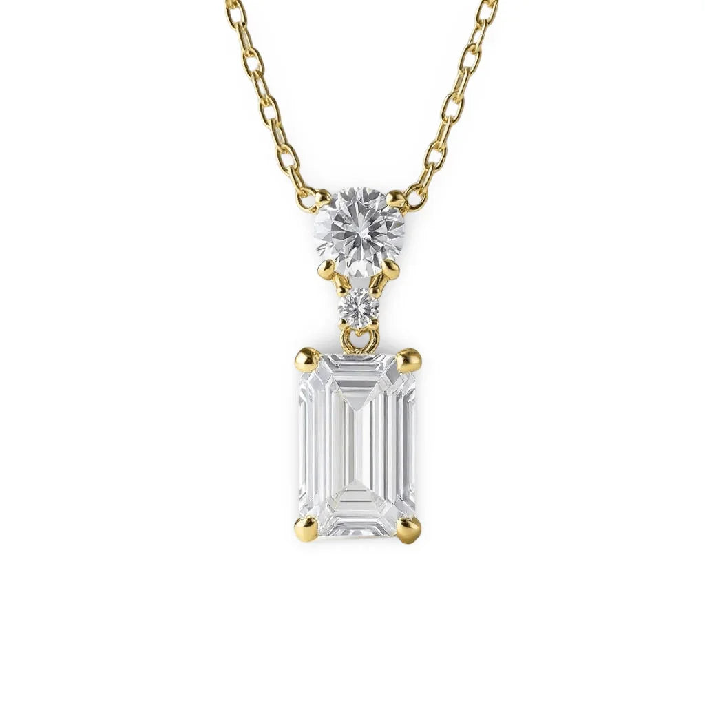 Rya Emerald Cut Lab Diamond Pendant Necklace - Jewelslane
