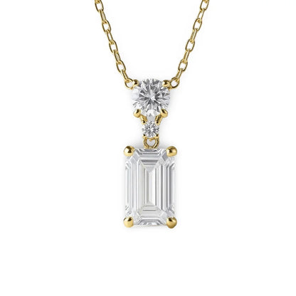 Rya Emerald Cut Lab Diamond Pendant Necklace - Jewelslane