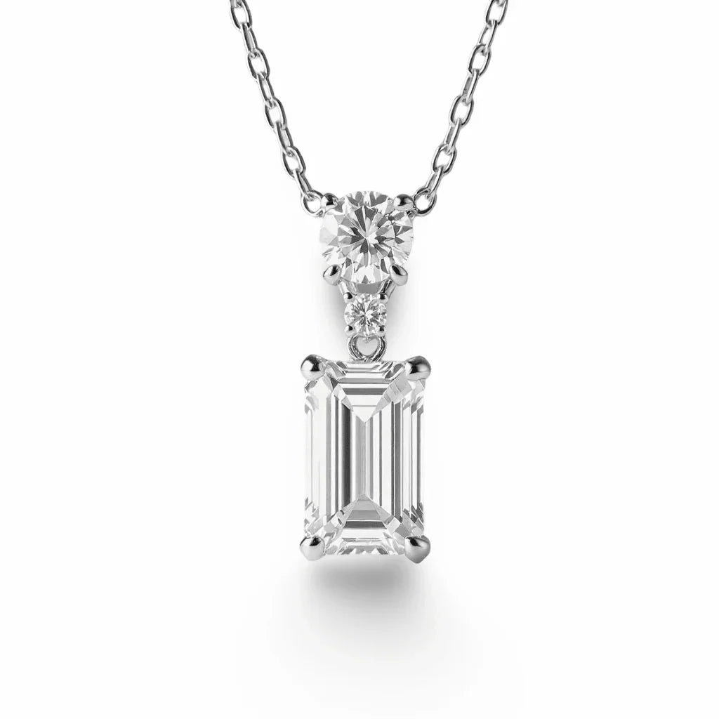 Rya Emerald Cut Lab Diamond Pendant Necklace - Jewelslane