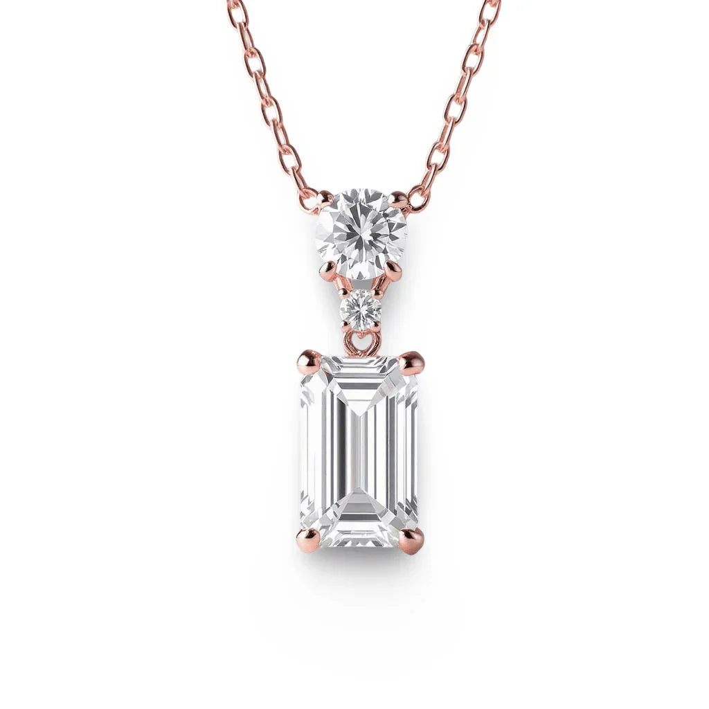 Rya Emerald Cut Lab Diamond Pendant Necklace - Jewelslane