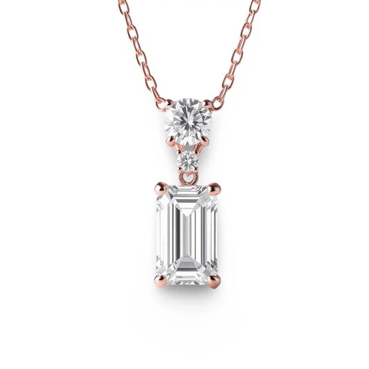 Rya Emerald Cut Lab Diamond Pendant Necklace - Jewelslane