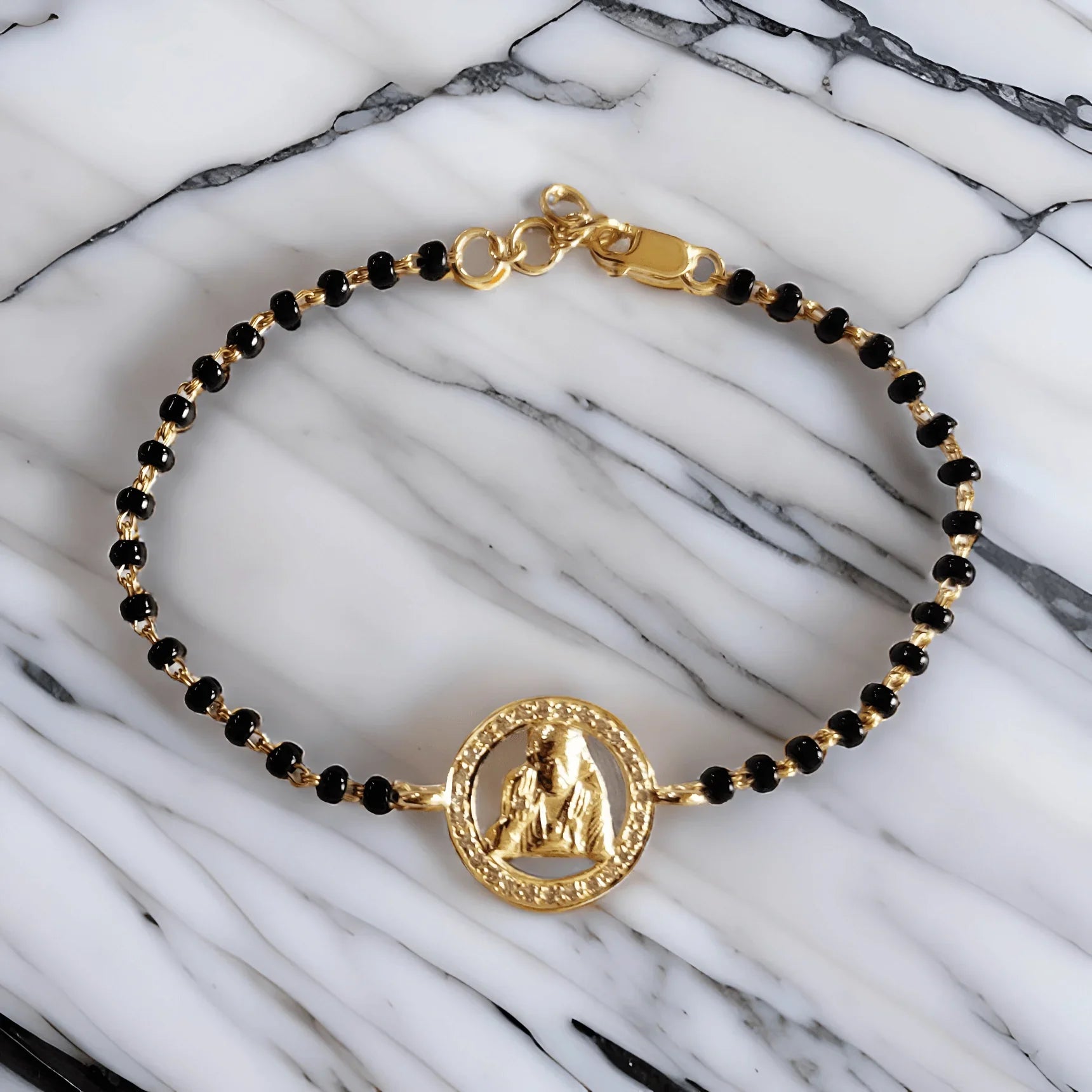Sai Ram Bracelet with Diamonds on Mangalsutra chain - Jewelslane