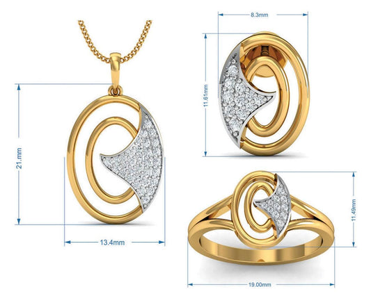 Aarya Diamond Pendant Set - Jewelslane