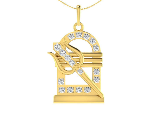 Shiv Trishul & Lingam Pendant with Diamond - Jewelslane