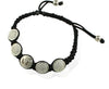 Om Bracelet in Silver with 4 Diamond Studded Discs - Jewelslane