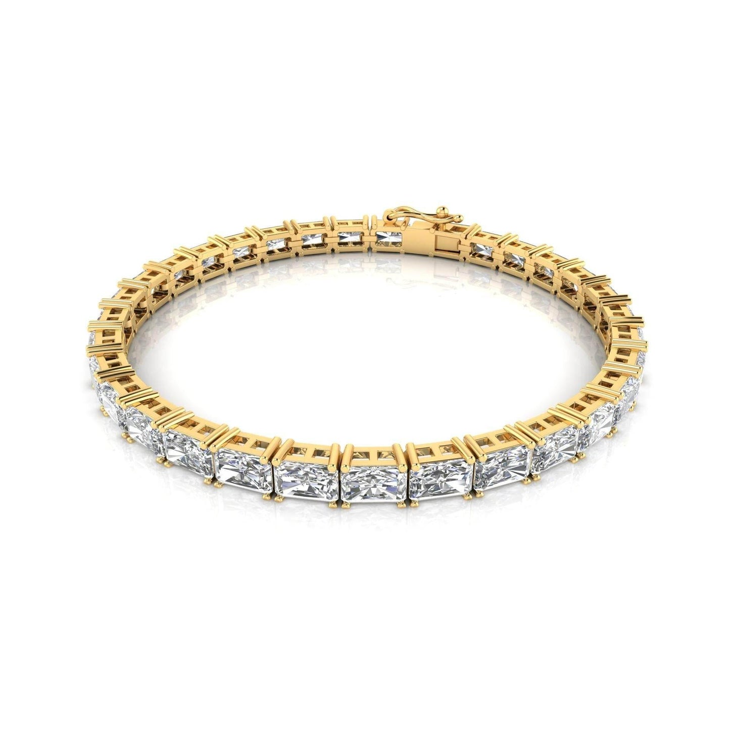 Sonya Radiant cut Lab Grown solitaire diamonds tennis bracelet in gold - Jewelslane