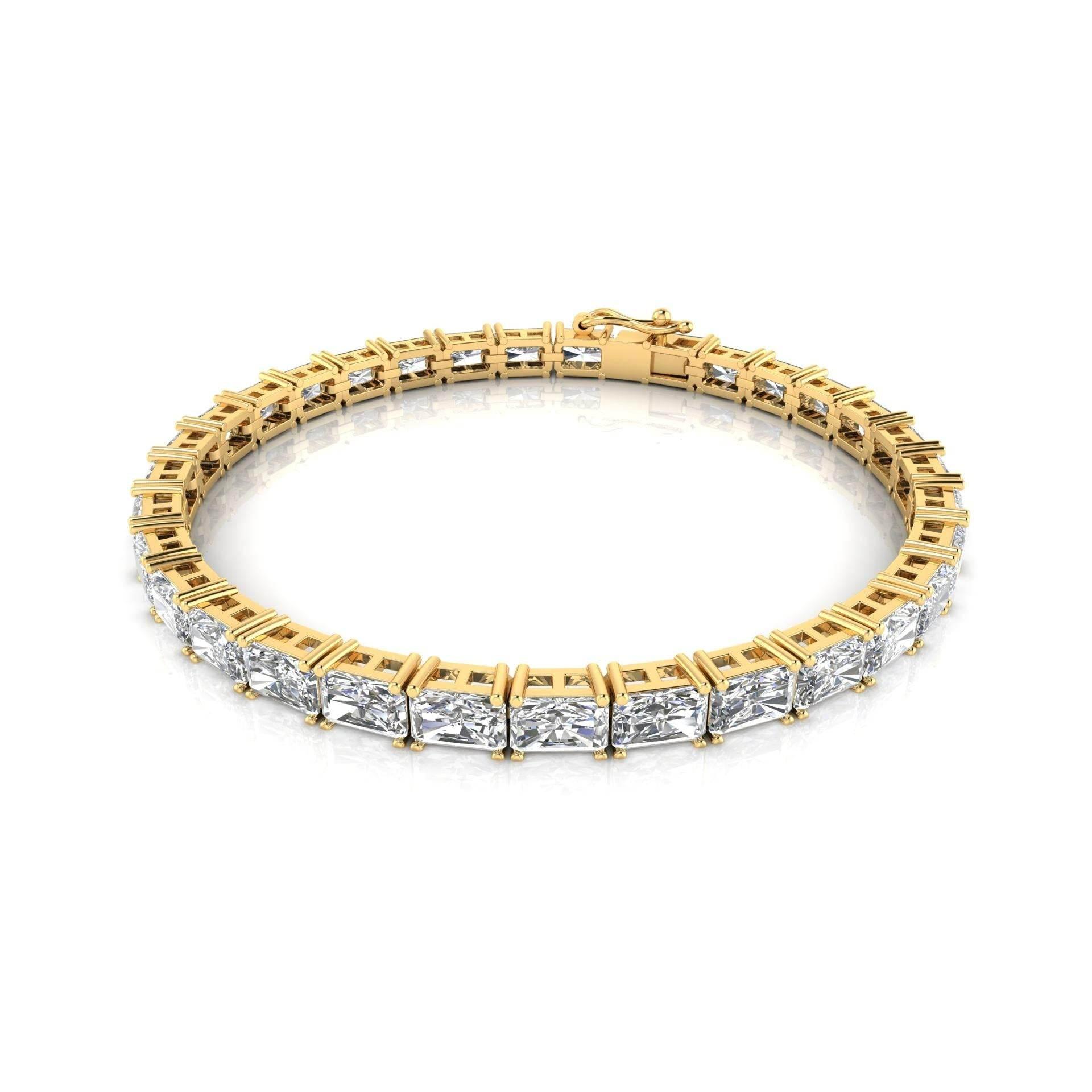 Sonya Radiant cut Lab Grown solitaire diamonds tennis bracelet in gold - Jewelslane