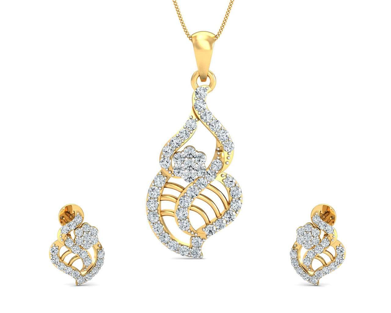 Sophia Diamond Gold Pendant Set - Jewelslane