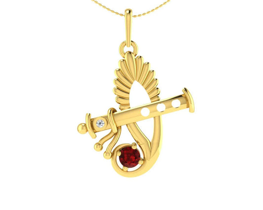 Sri Krishna Ethereal Gold pendant with diamonds - Jewelslane