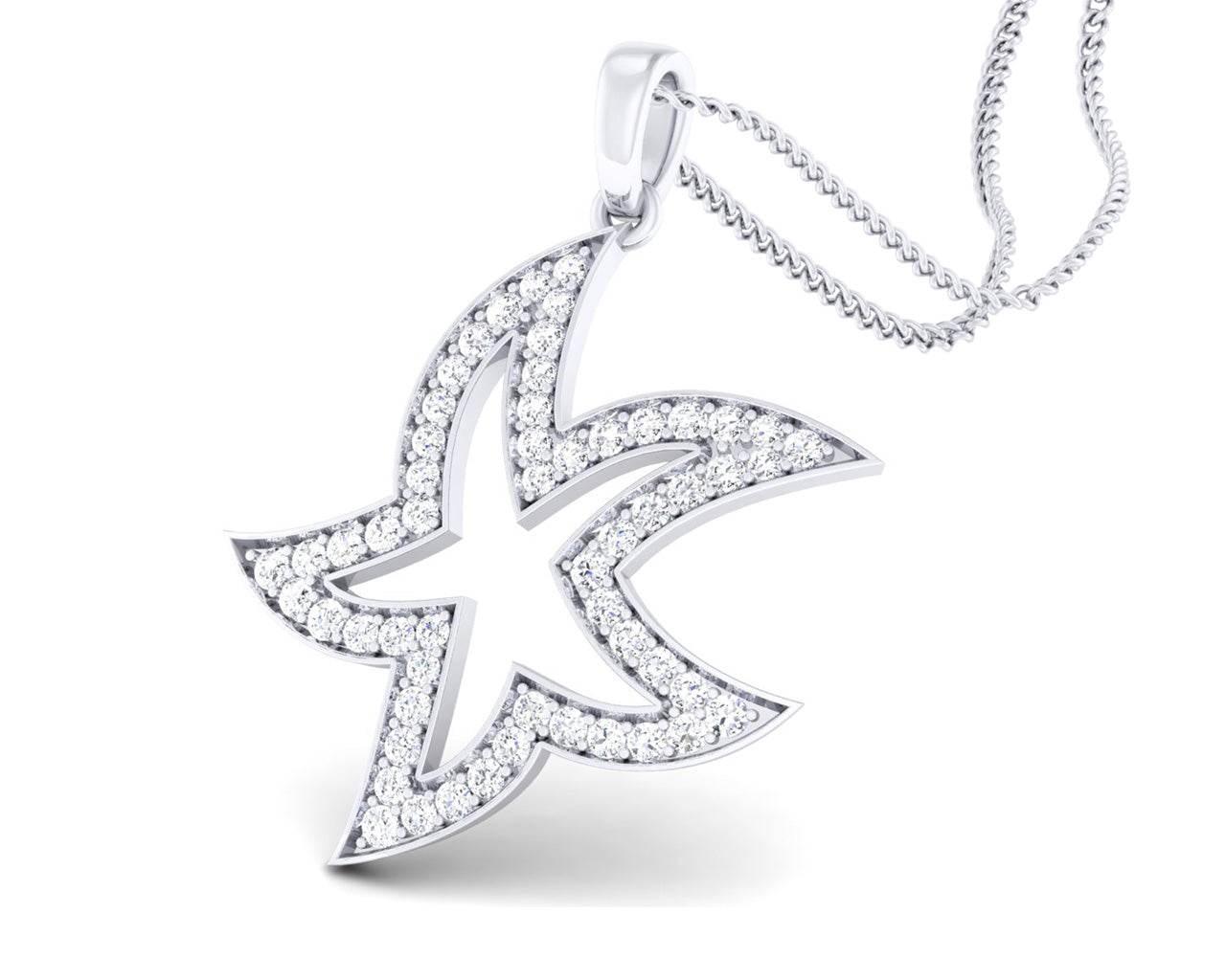 Stella Marina Diamond Pendant in 18k white gold - Jewelslane