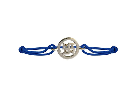 Swastika Bracelet in silver with diamonds on adjustable thread - Jewelslane
