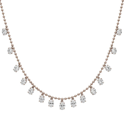 Taira Oval Shape Lab Grown Floating Diamond Necklace - Jewelslane