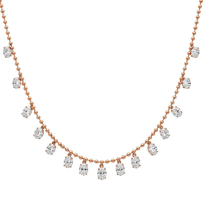 Taira Oval Shape Lab Grown Floating Diamond Necklace - Jewelslane