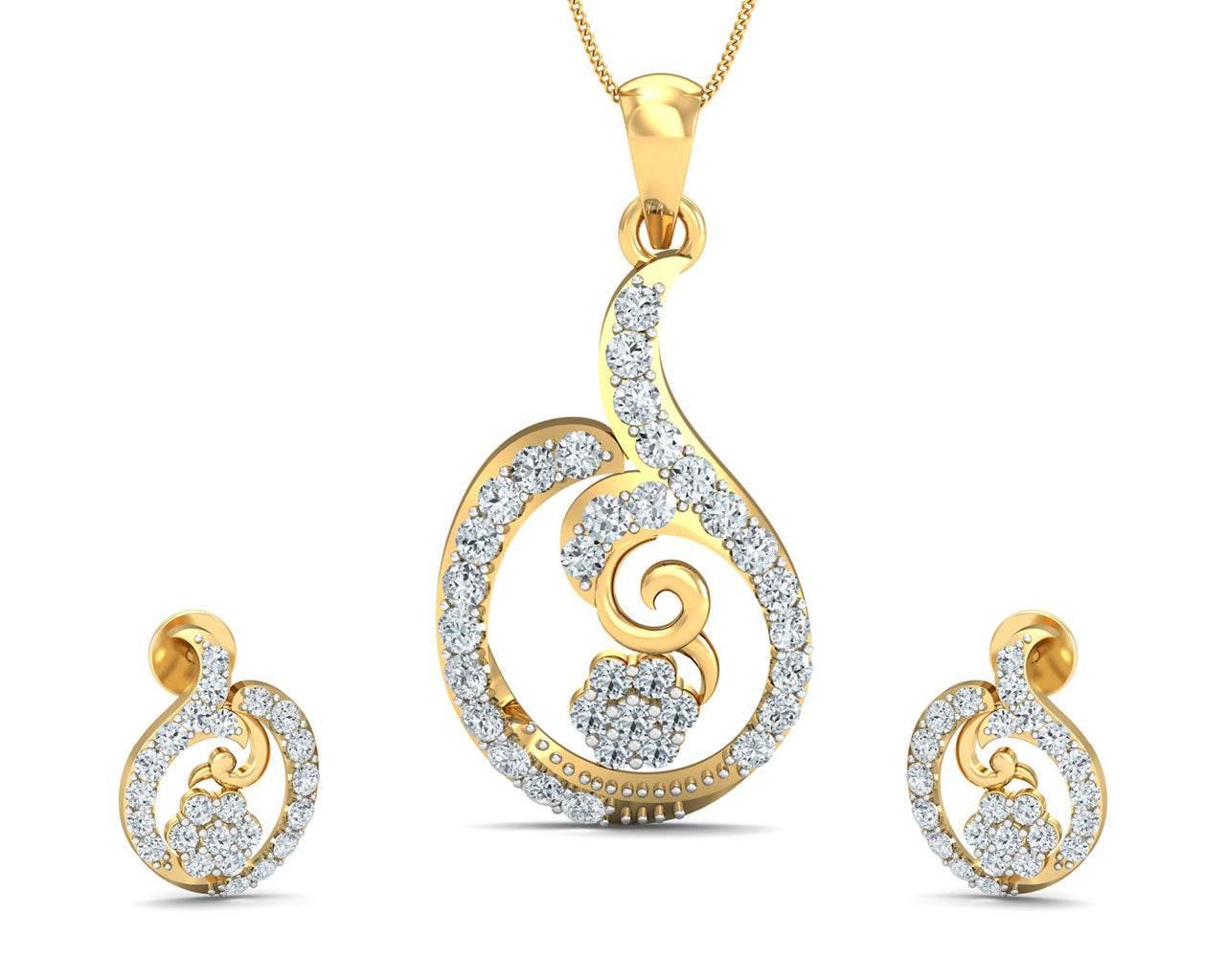 Tania Diamond Pendant Set in Gold - Jewelslane