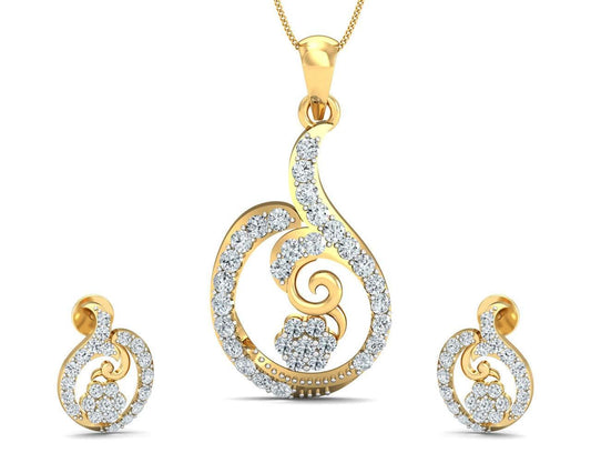 Tania Diamond Pendant Set in Gold - Jewelslane