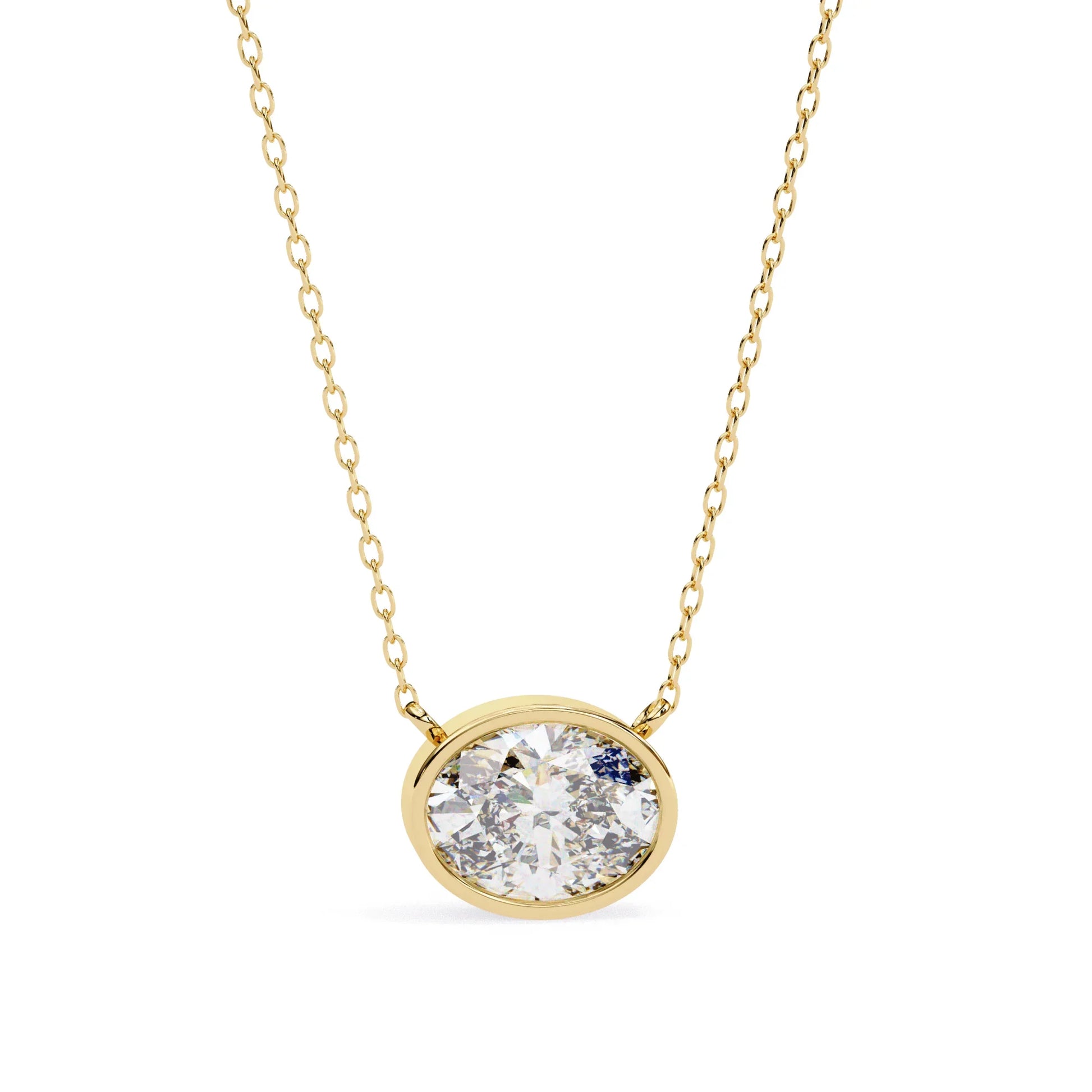 Tina Lab Grown Oval Shape Diamond Solitaire Pendant on gold chain - Jewelslane