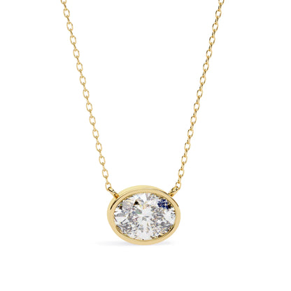 Tina Lab Grown Oval Shape Diamond Solitaire Pendant on gold chain - Jewelslane