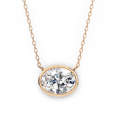 Tina Lab Grown Oval Shape Diamond Solitaire Pendant on gold chain - Jewelslane