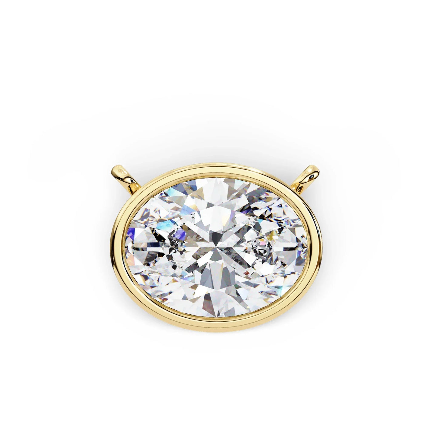 Tina Lab Grown Oval Shape Diamond Solitaire Pendant on gold chain - Jewelslane