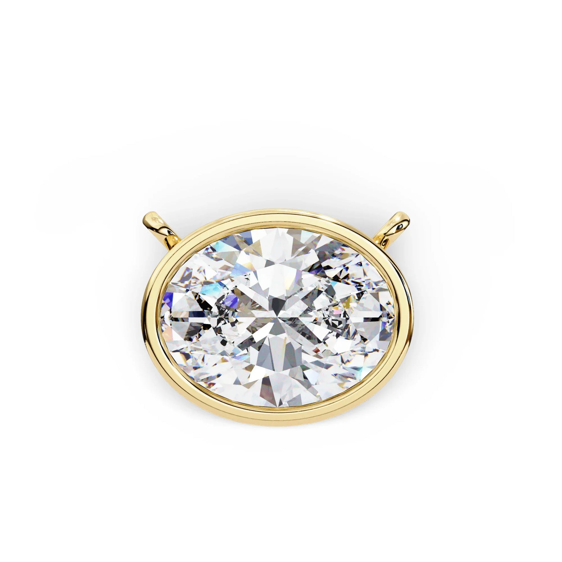 Tina Lab Grown Oval Shape Diamond Solitaire Pendant on gold chain - Jewelslane
