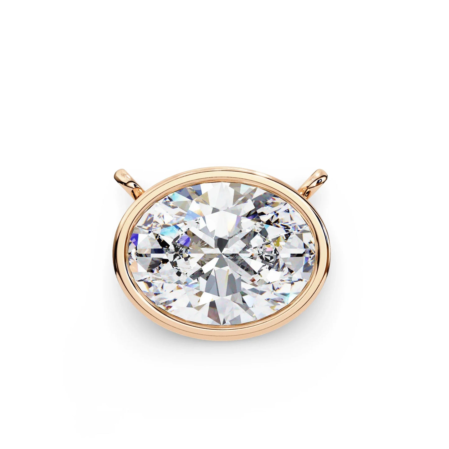 Tina Lab Grown Oval Shape Diamond Solitaire Pendant on gold chain - Jewelslane