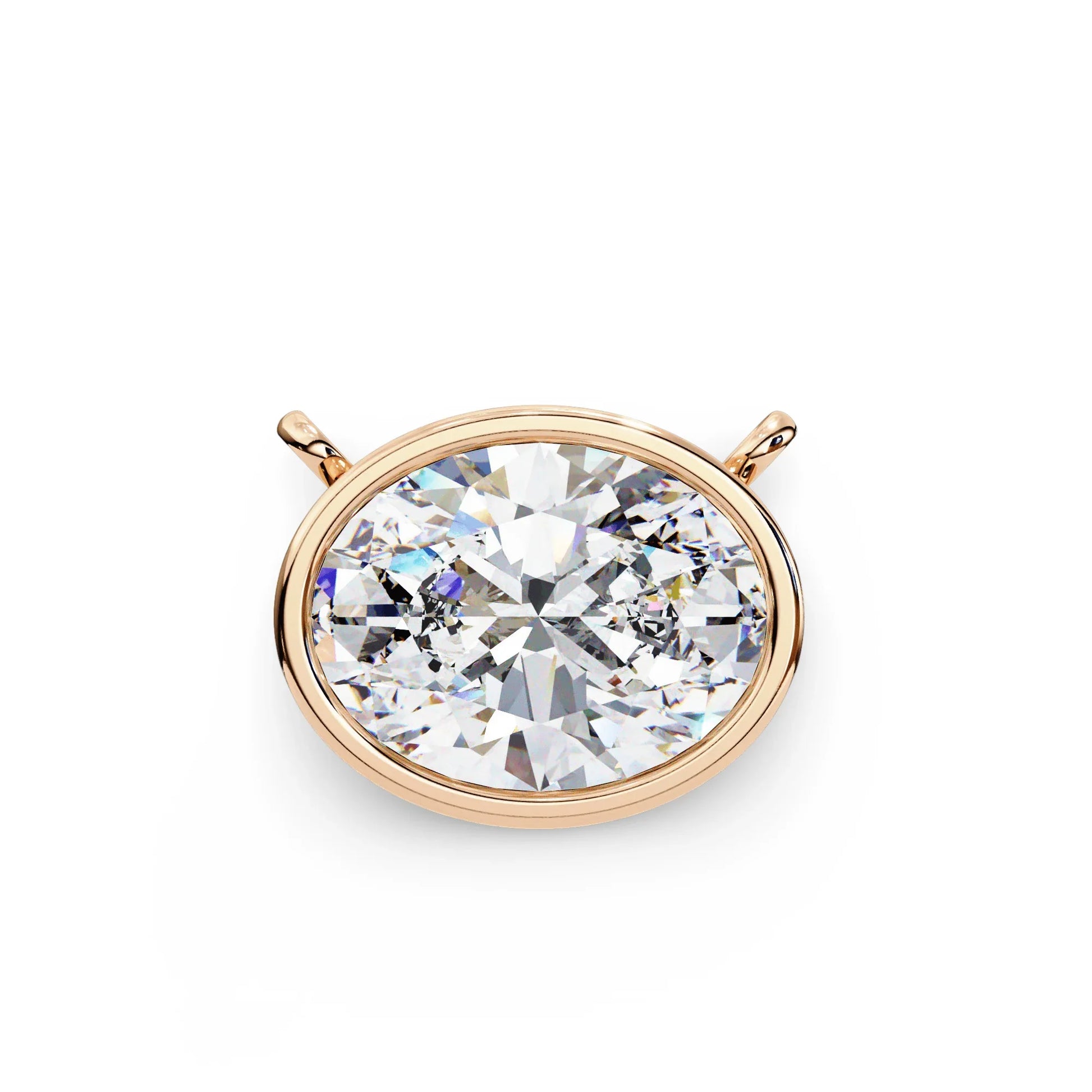 Tina Lab Grown Oval Shape Diamond Solitaire Pendant on gold chain - Jewelslane