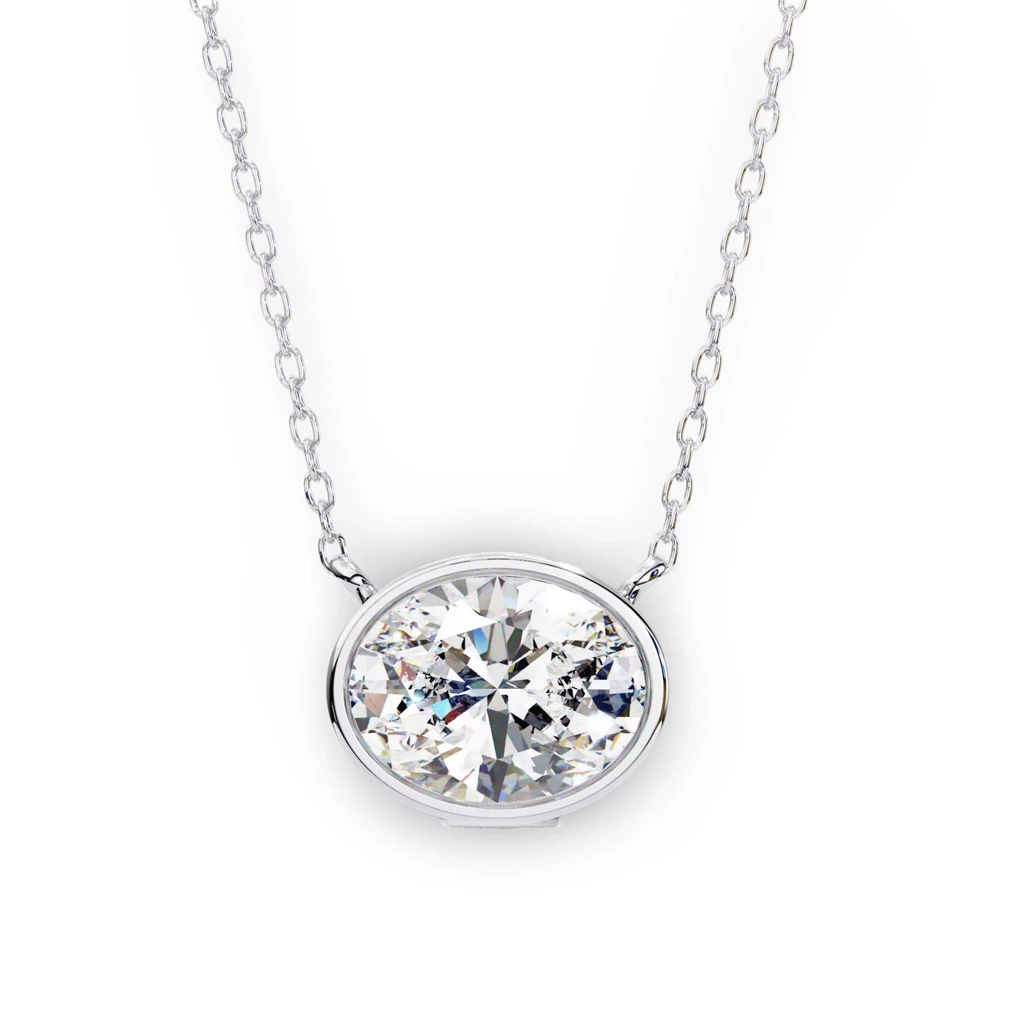 Tina Lab Grown Oval Shape Diamond Solitaire Pendant on gold chain - Jewelslane