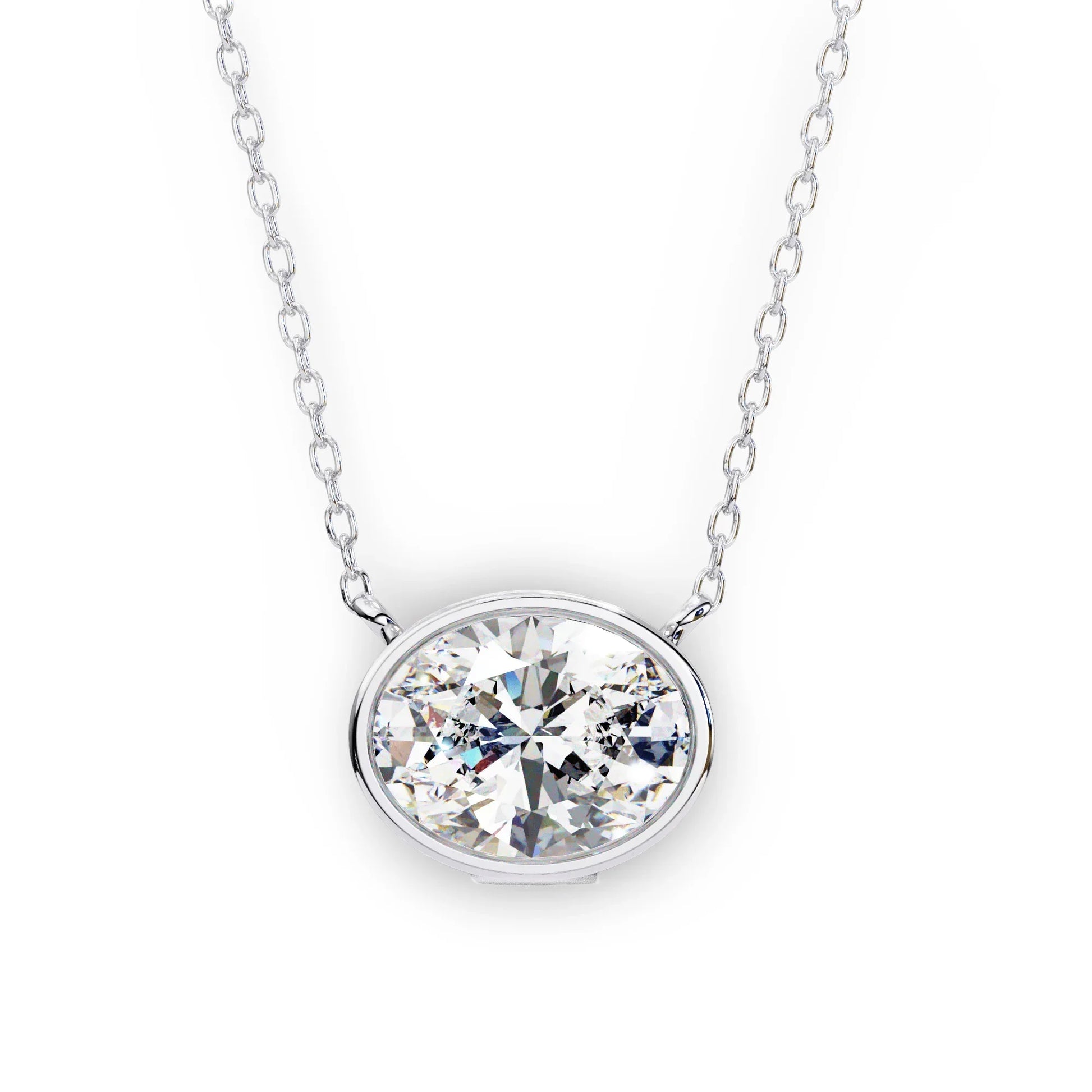 Tina Lab Grown Oval Shape Diamond Solitaire Pendant on gold chain - Jewelslane