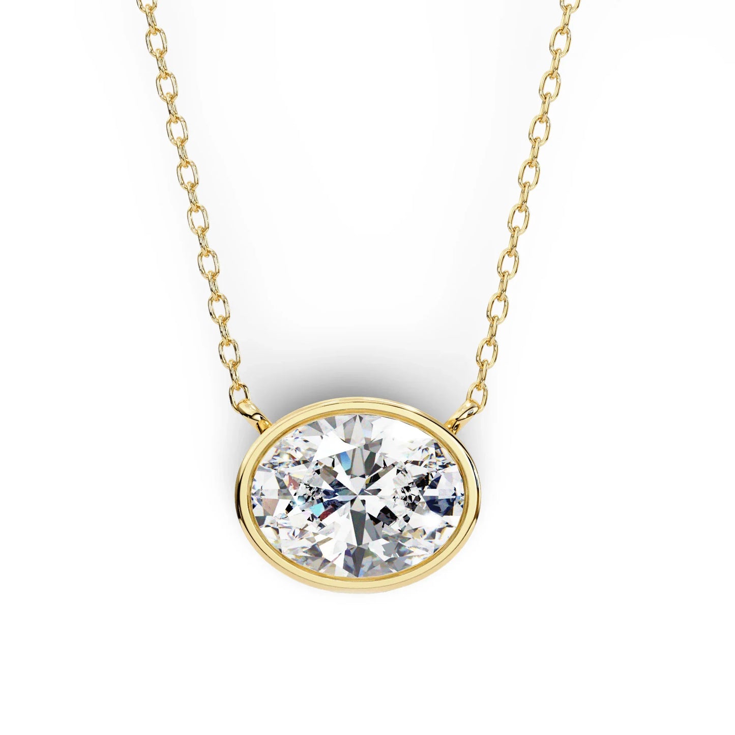 Tina Lab Grown Oval Shape Diamond Solitaire Pendant on gold chain - Jewelslane