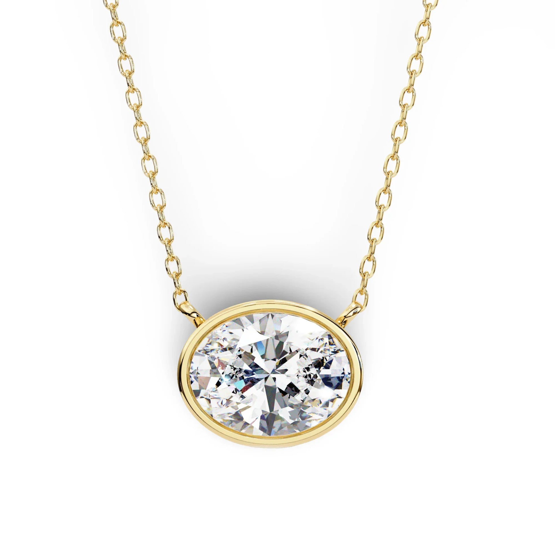 Tina Lab Grown Oval Shape Diamond Solitaire Pendant on gold chain - Jewelslane