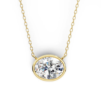 Tina Lab Grown Oval Shape Diamond Solitaire Pendant on gold chain - Jewelslane