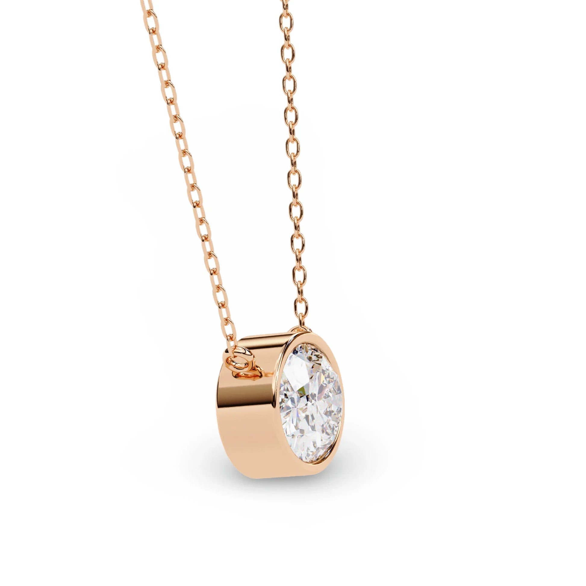 Tina Lab Grown Oval Shape Diamond Solitaire Pendant on gold chain - Jewelslane