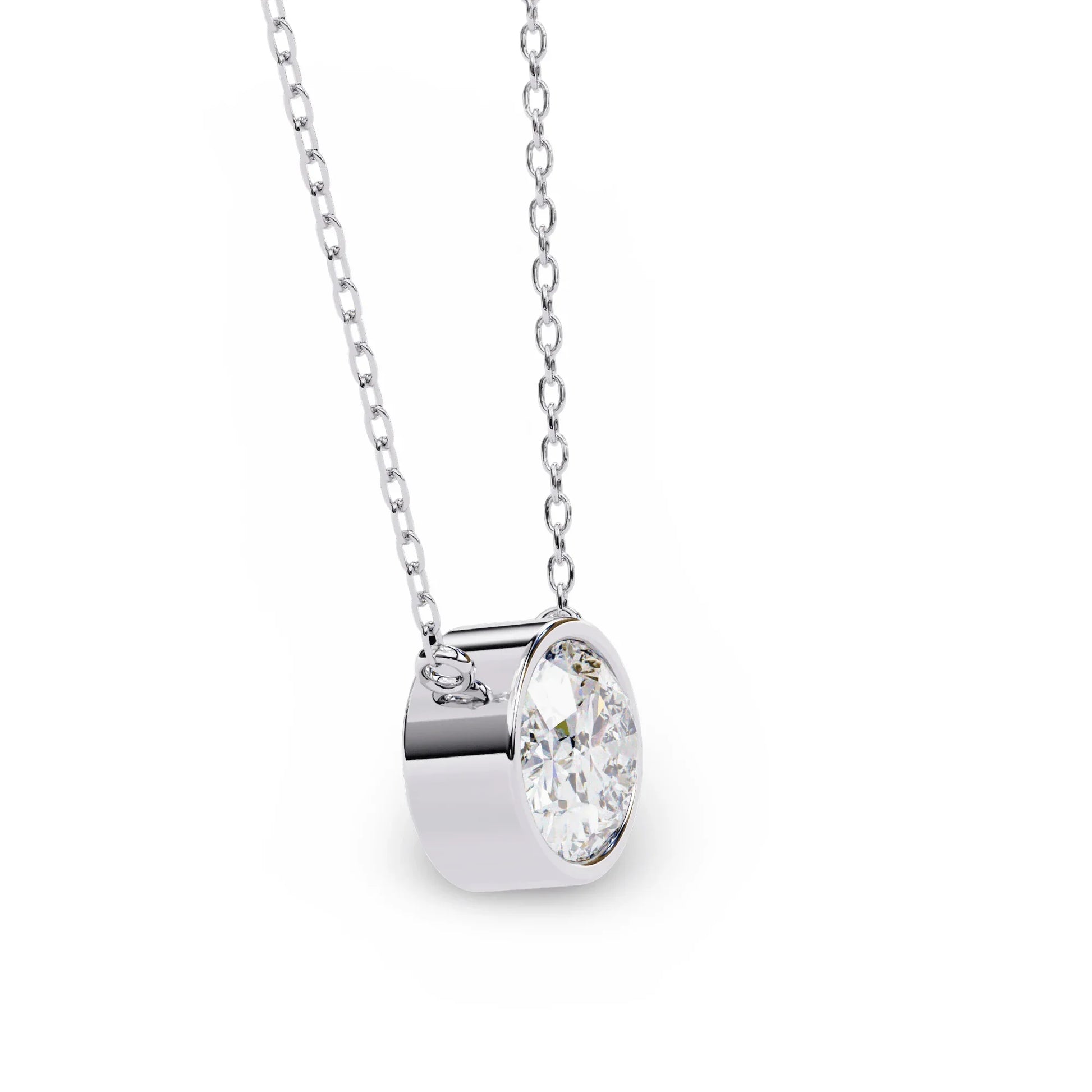 Tina Lab Grown Oval Shape Diamond Solitaire Pendant on gold chain - Jewelslane