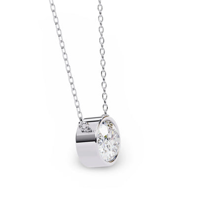 Tina Lab Grown Oval Shape Diamond Solitaire Pendant on gold chain - Jewelslane
