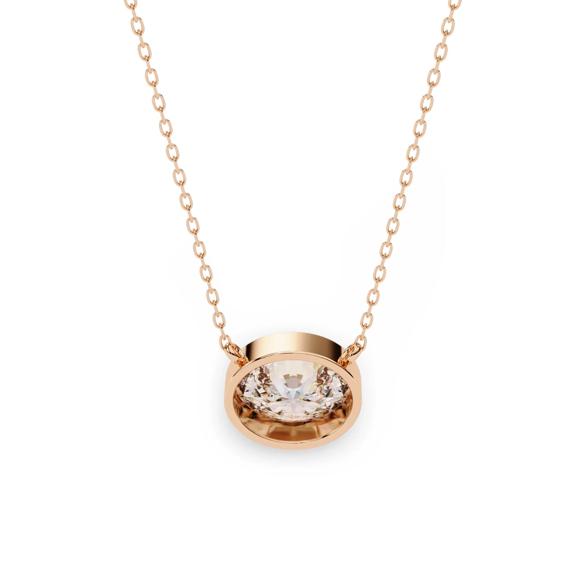 Tina Lab Grown Oval Shape Diamond Solitaire Pendant on gold chain - Jewelslane